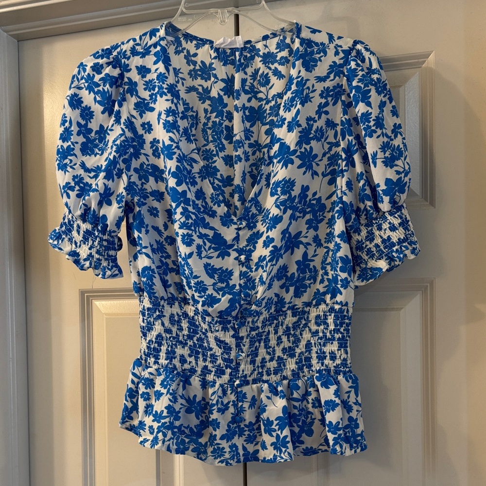 Sienna Sky White and Blue Floral Blouse